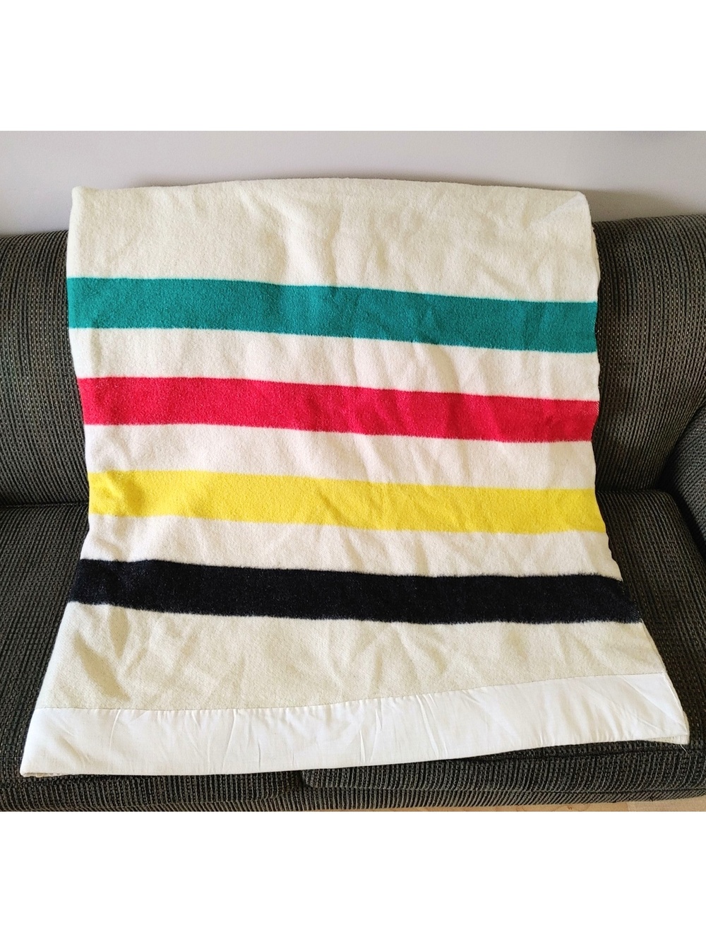 Vintage Eaton All Wool Trapper Point Blanket 4.5 Made in England Full/Double